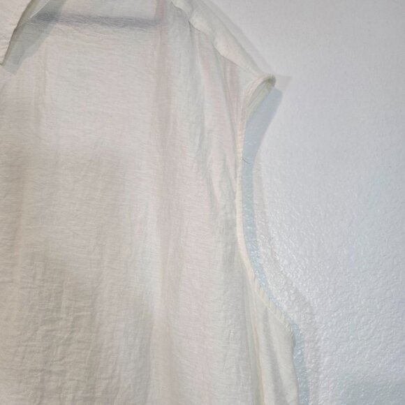 Old Navy Button Up Shirt Women Plus Size 4X White Twist Front Collared Neutral - Picture 5 of 7